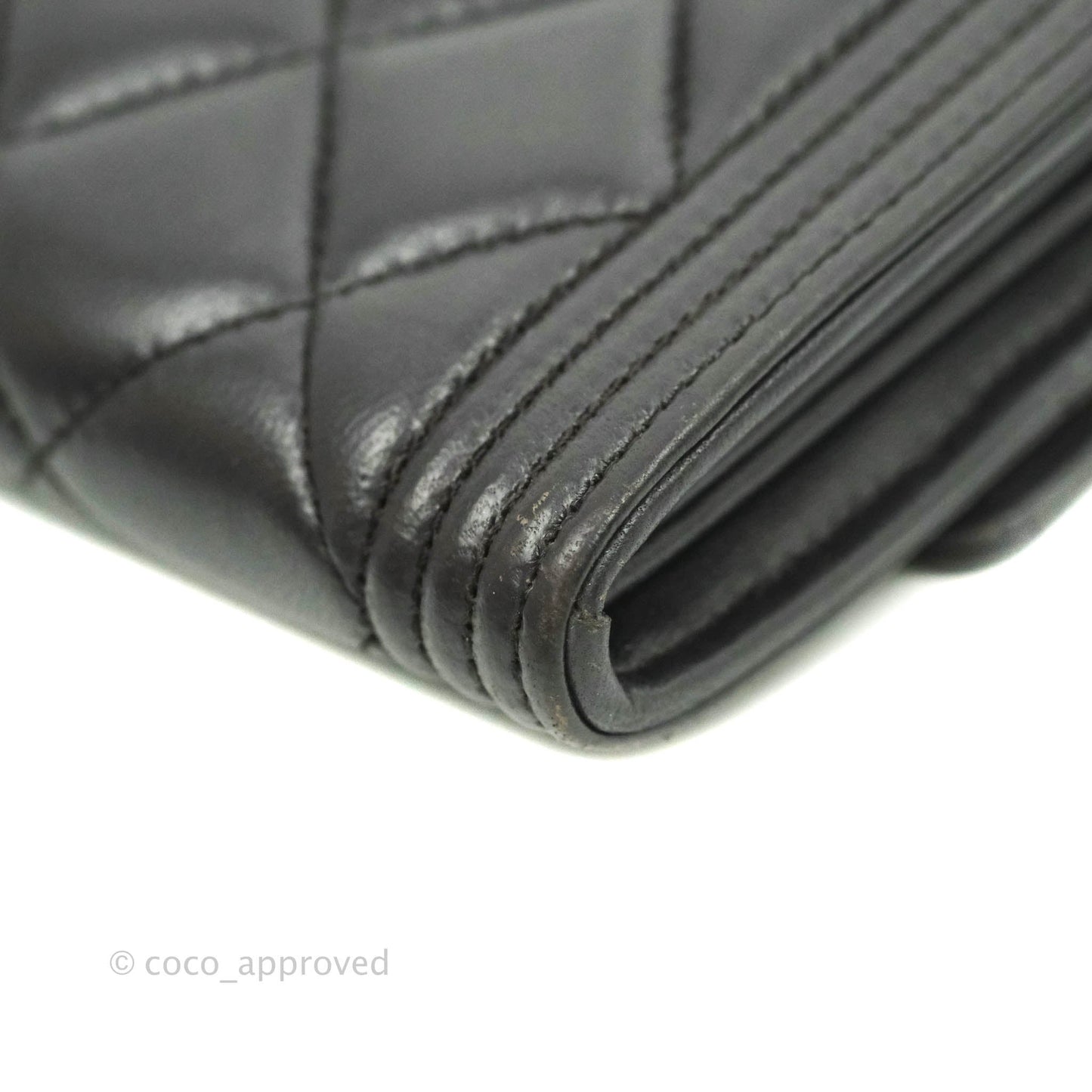 Chanel Quilted Boy Flap Long Wallet Dark Purple Lambskin Gold Hardware