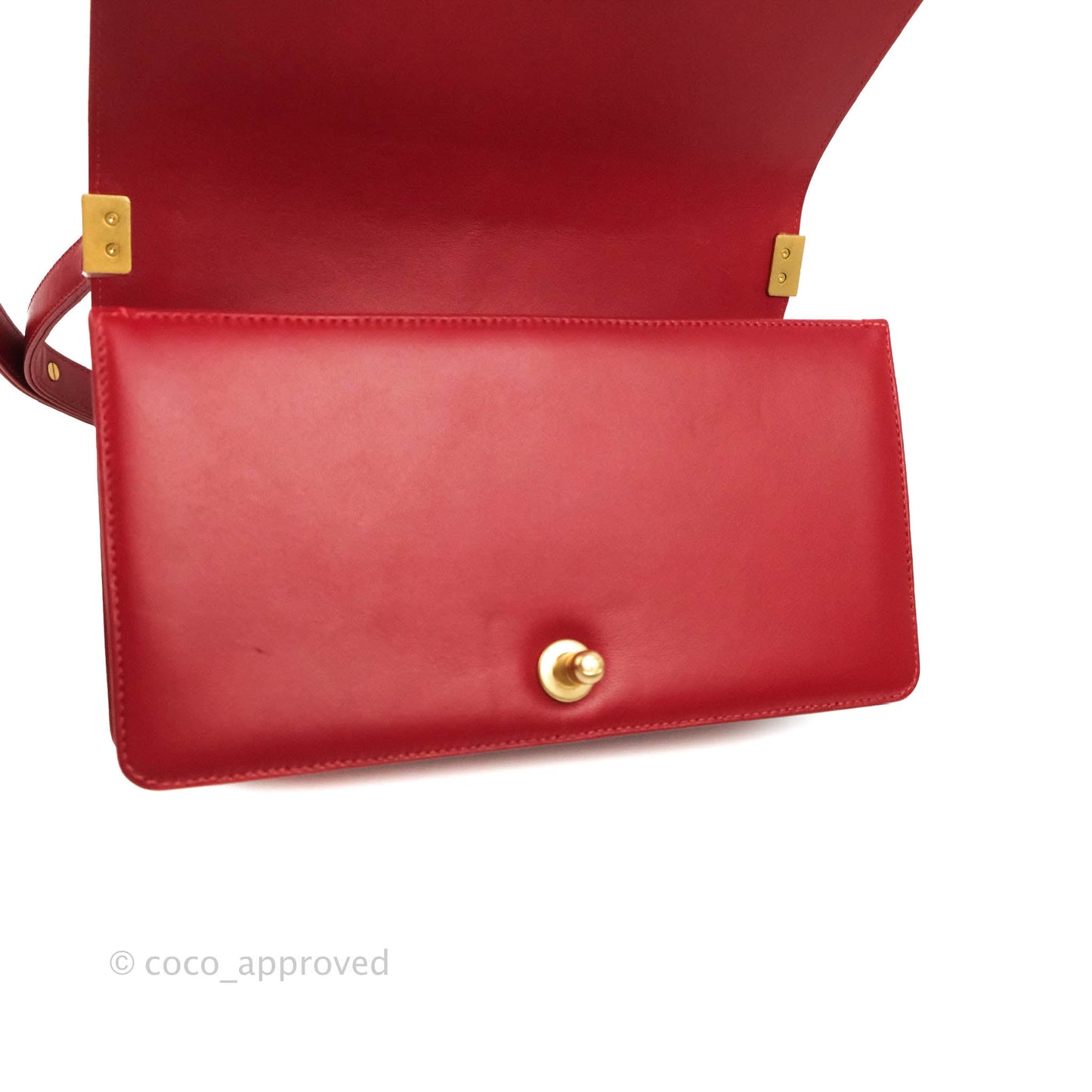 Chanel Quilted Medium Boy Red Lambskin Aged Gold Hardware