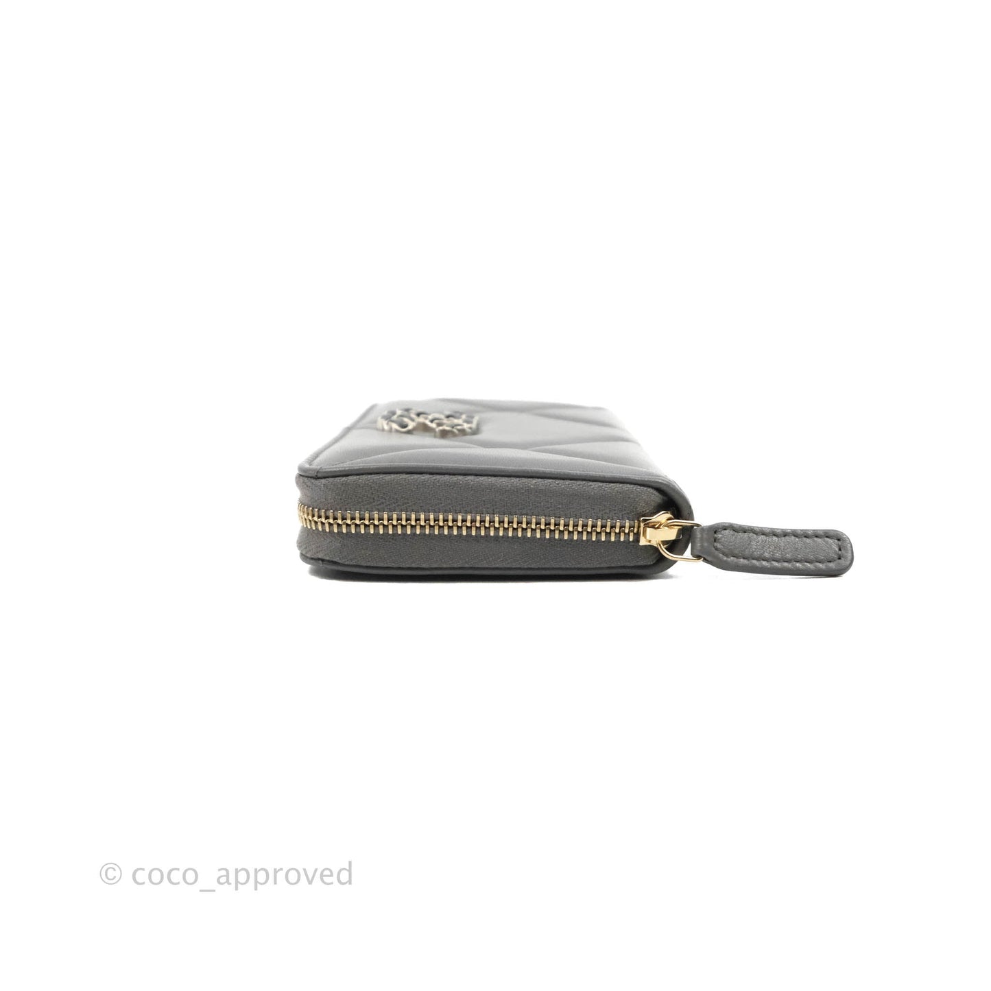 Chanel Quilted 19 Zipped Wallet Grey Lambskin