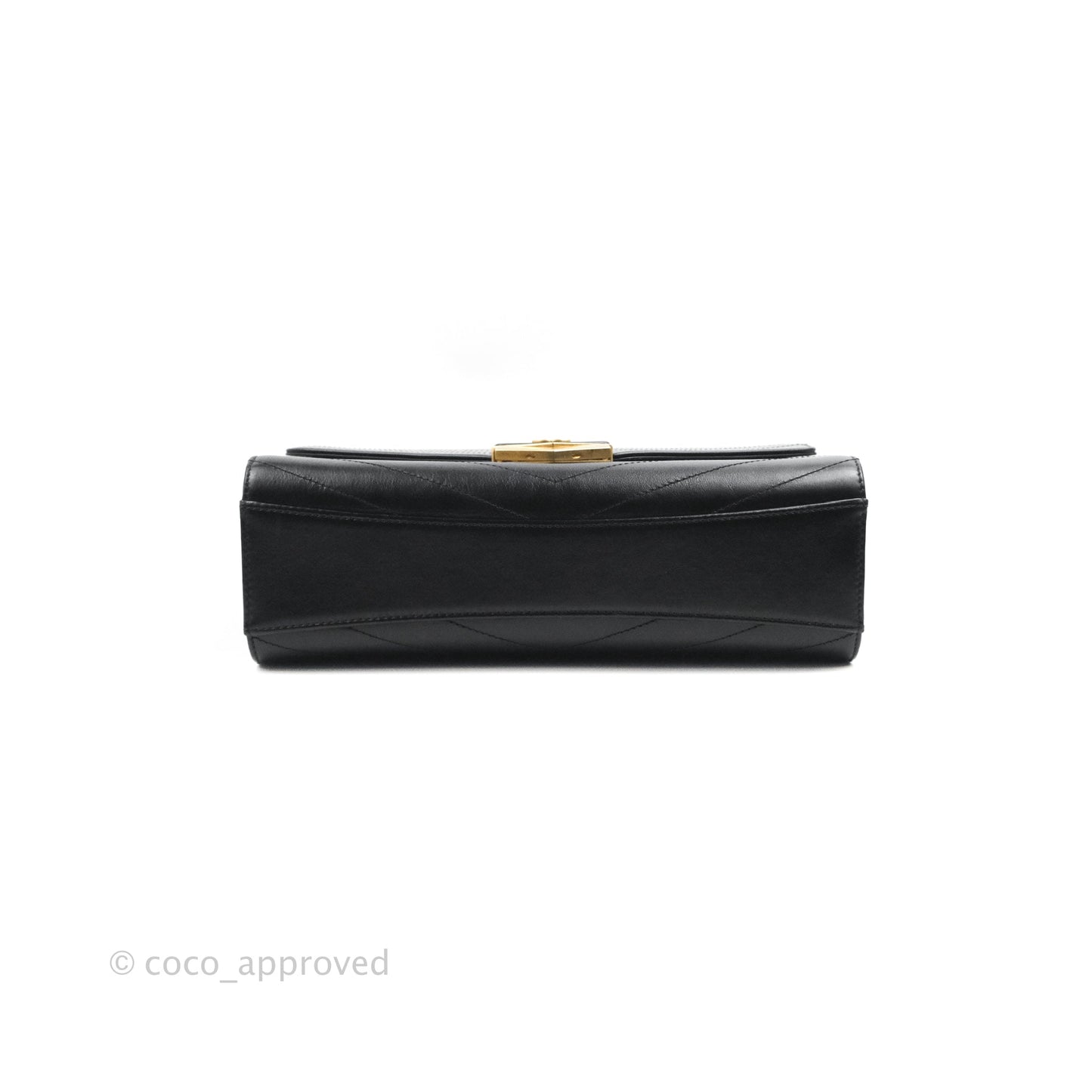 Chanel Medal Envelope Flap Bag Chevron Black Calfskin Aged Gold Hardware