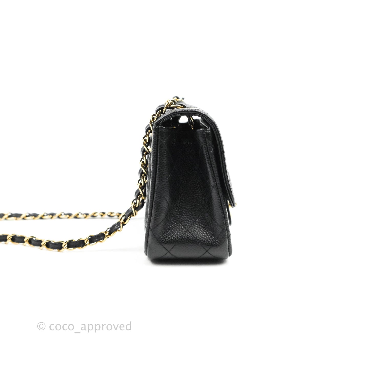 Chanel Quilted Mini Square Flap Bag Black Caviar 24K Gold Hardware