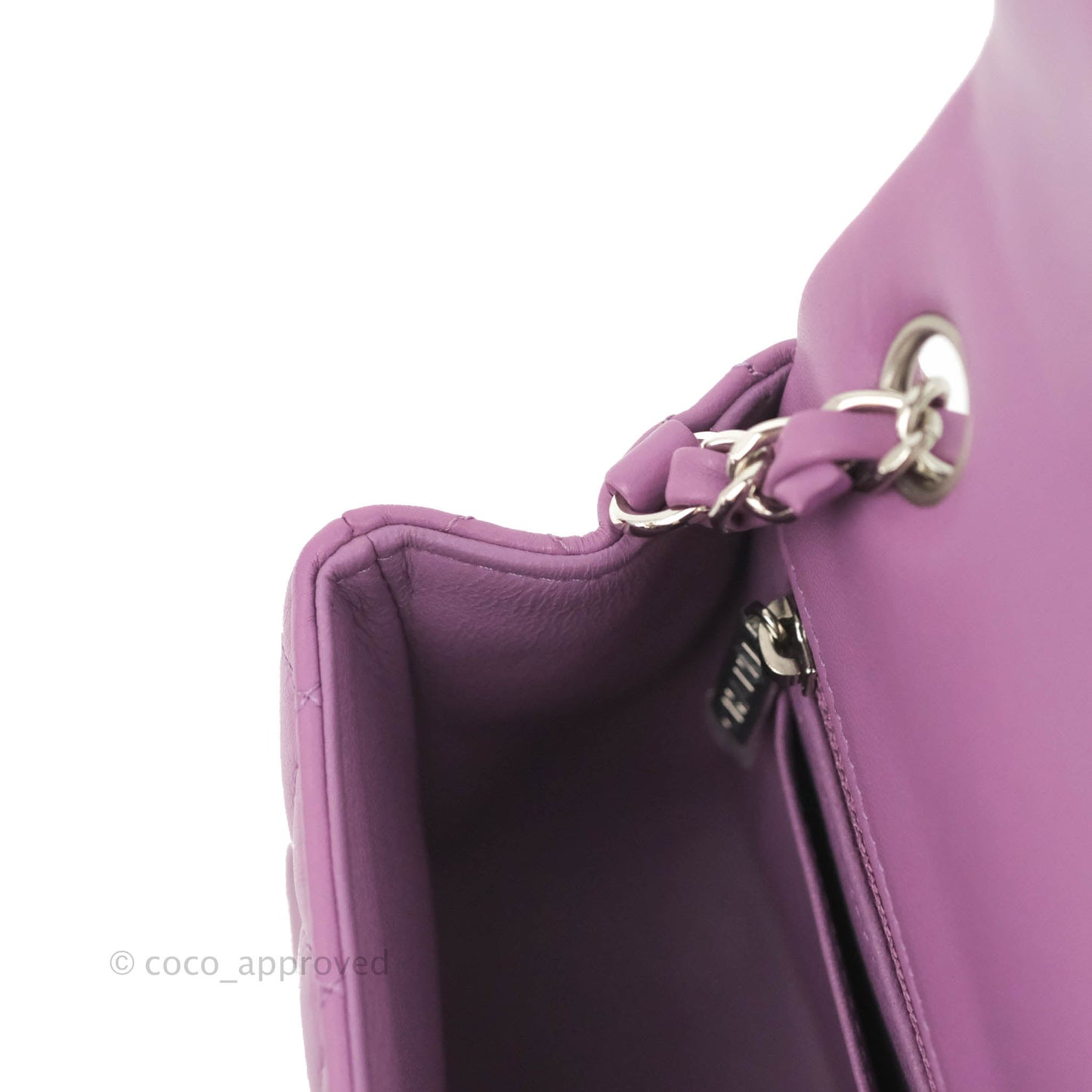 Chanel Quilted Mini Rectangular Flap Purple Lambskin Silver Hardware