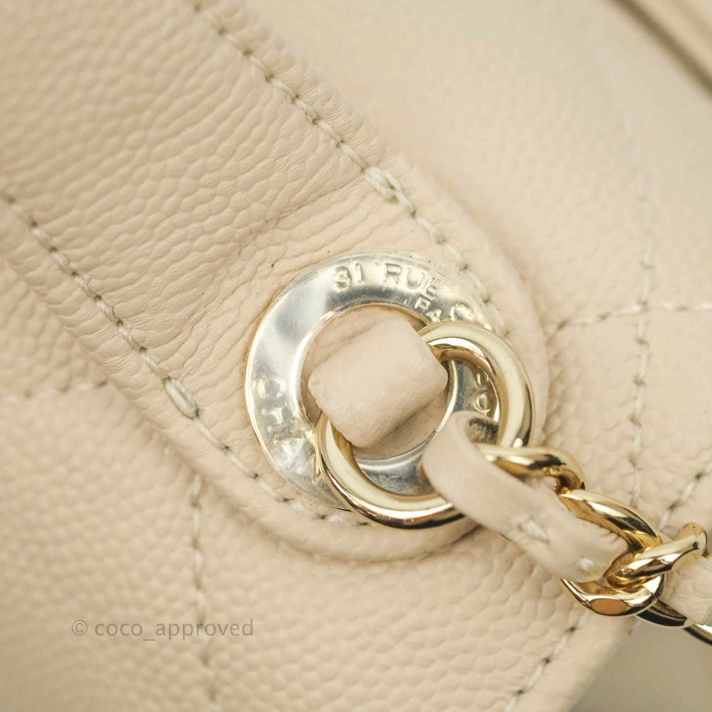 Chanel Quilted Small Business Affinity Flap Light Beige Caviar Gold Hardware