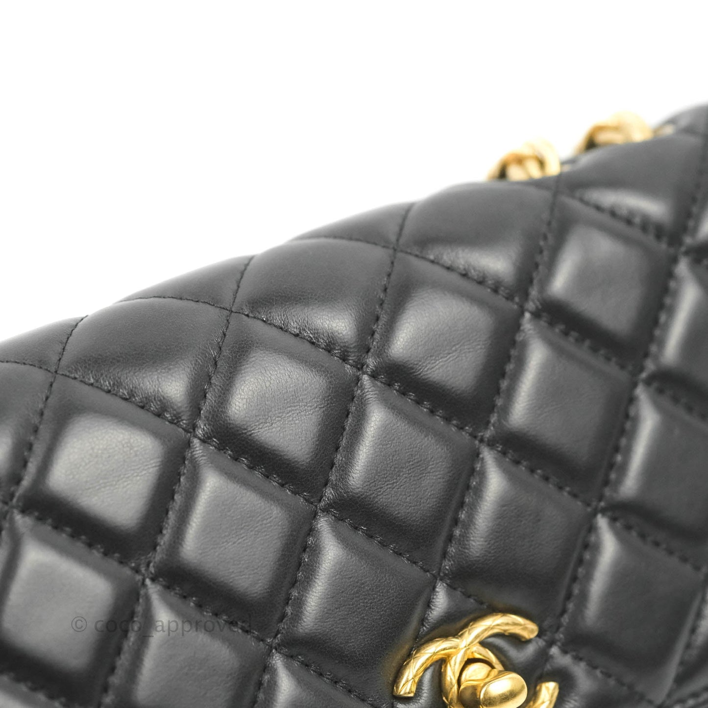 Chanel Quilted Wallet on Chain WOC Adjustable Chain Black Lambskin Aged Gold Hardware 22K