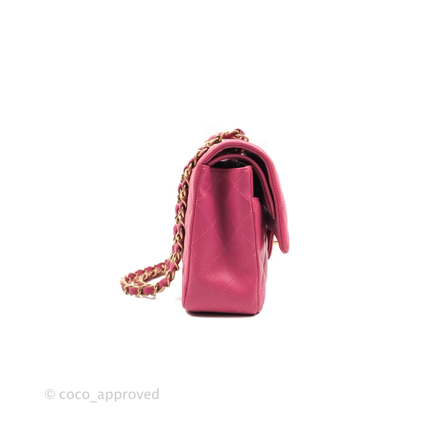 Chanel Classic M/L Medium Double Flap Pink Lambskin Matte Gold Hardware