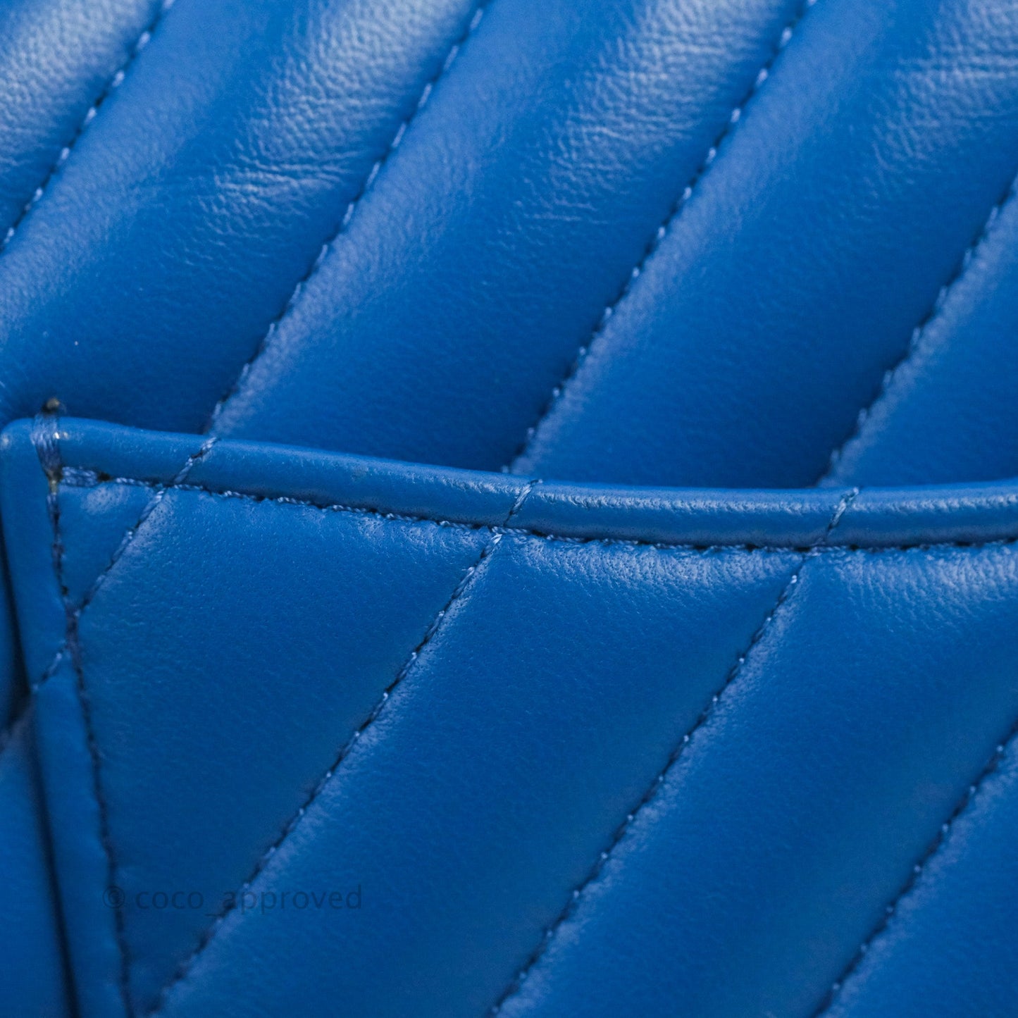 Chanel Chevron Mini Rectangular Flap Blue Lambskin Light Gold Hardware
