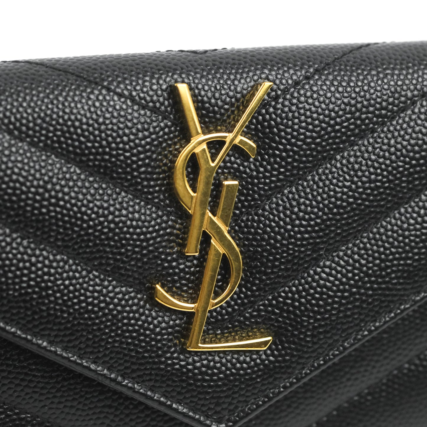 Saint Laurent Monogramme Envelope Wallet Black Grained Calfskin Gold Hardware