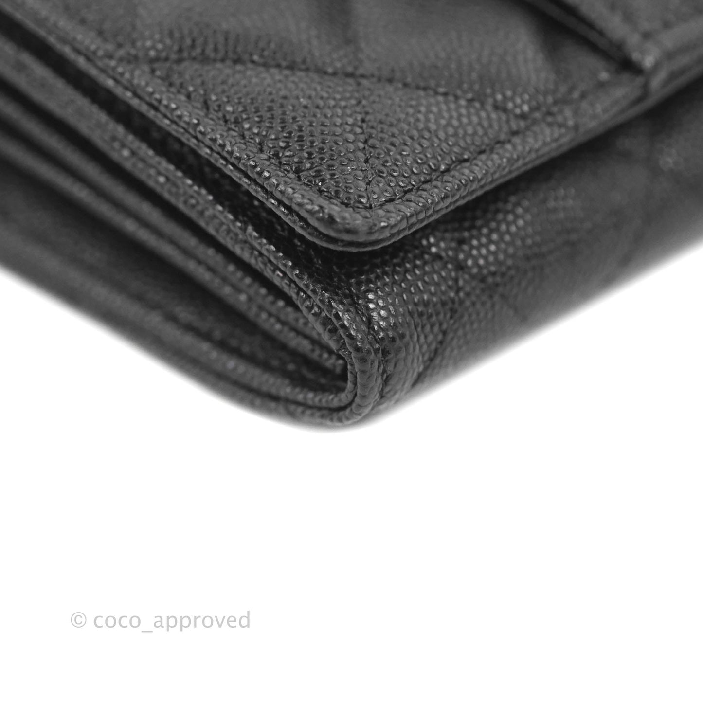 Chanel Quilted Pocket Long Wallet On Chain Black Caviar Gold Hardware 22A