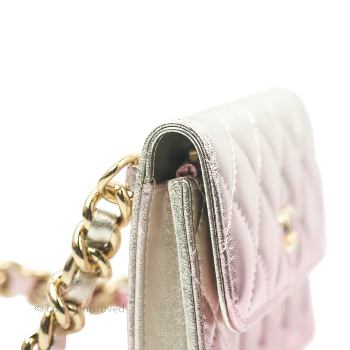 Chanel Quilted Clutch with Chain Metallic Gradient Pink/Silver Lambskin