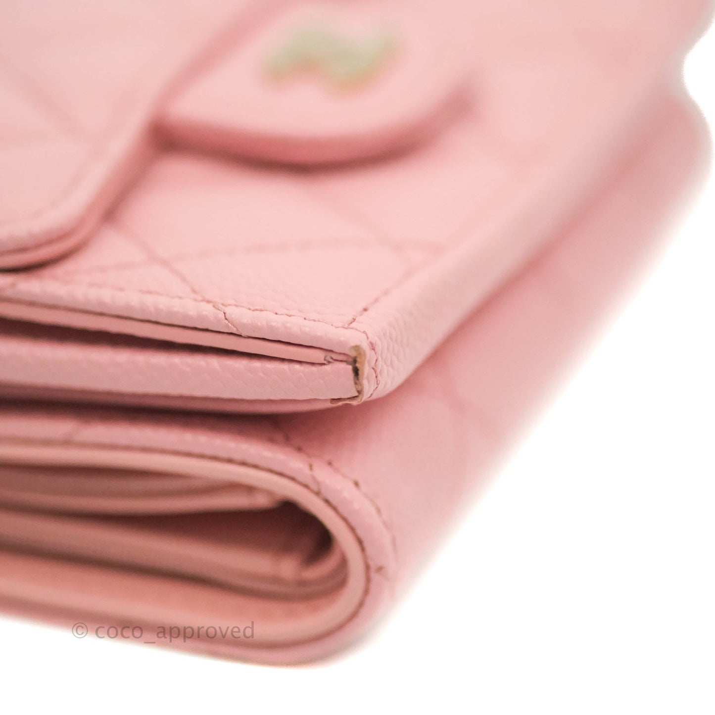 Chanel Quilted Small Classic Flap Trifold Wallet Pink Caviar Gold Hardware