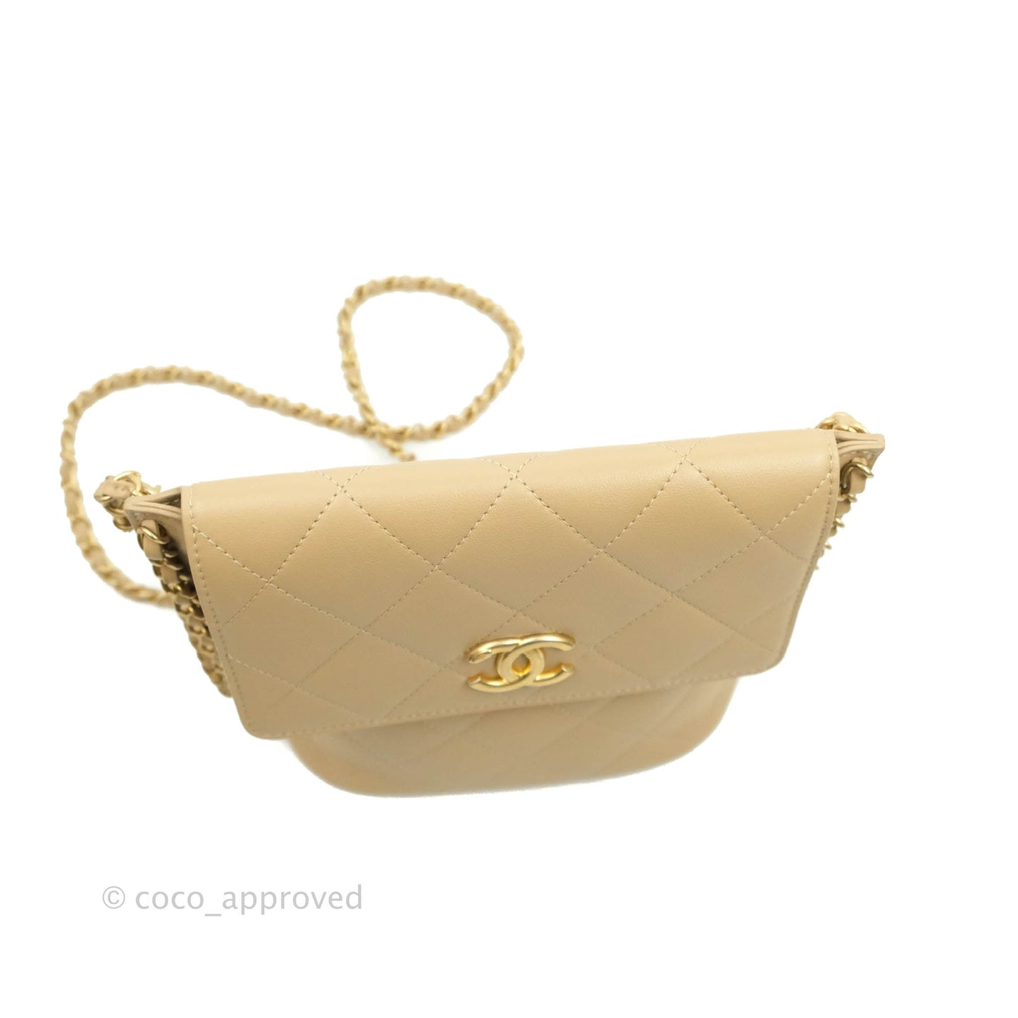 Chanel Small Hobo Bag Beige Calfskin Aged Gold Hardware