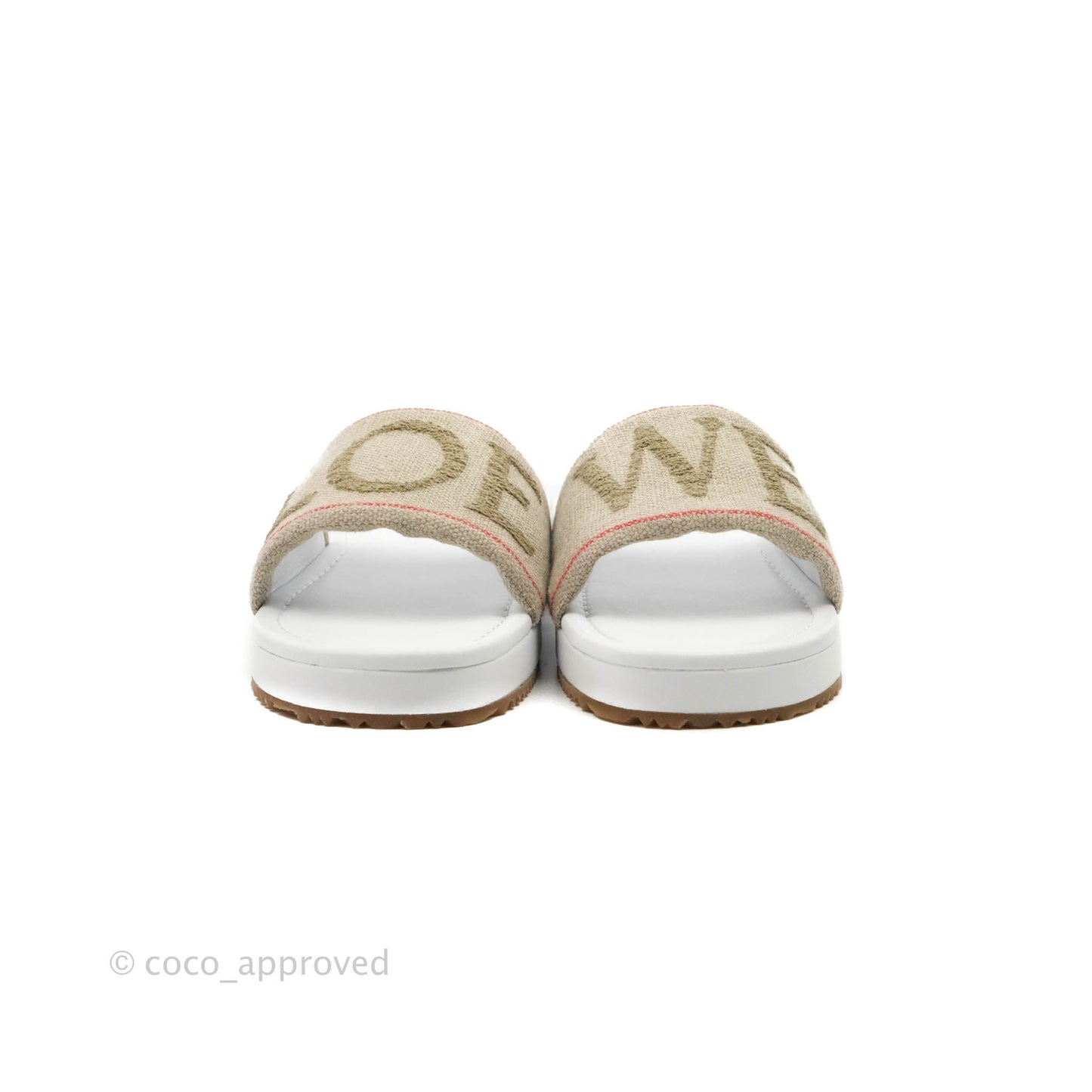 Loewe Natural Logo Embroidered Pool Slide Sandals Size 37