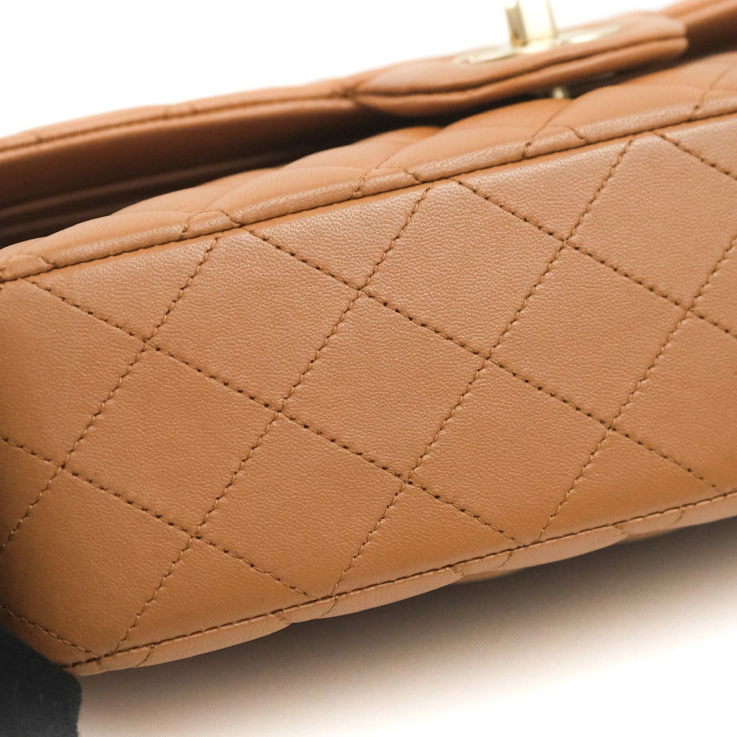 Chanel Classic M/L Medium Flap Quilted Dark Beige Caramel Lambskin Gold Hardware