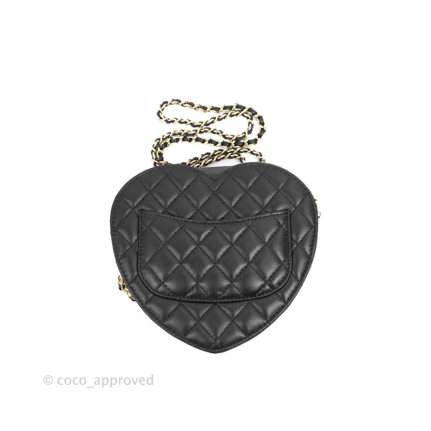 Chanel Large Heart Bag Black Lambskin Gold Hardware 22S