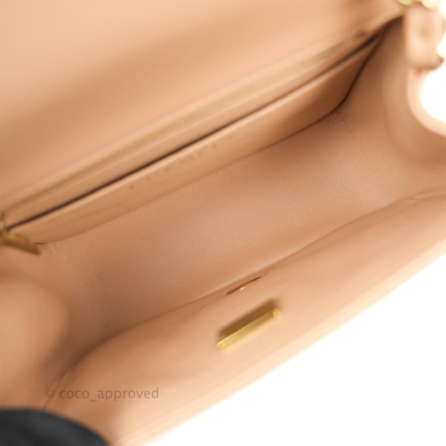 Chanel Mini Square Beige Lambskin Gold Hardware 21A