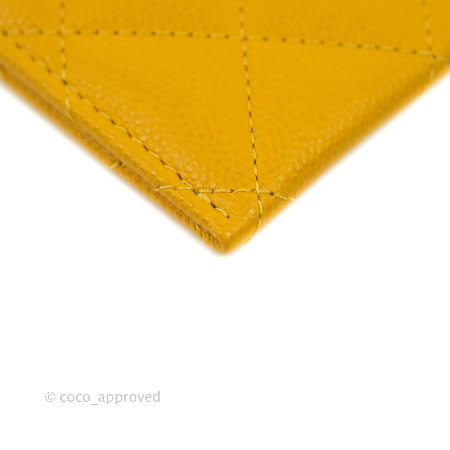 Chanel Classic Flat Card Holder Yellow Caviar Silver Hardware