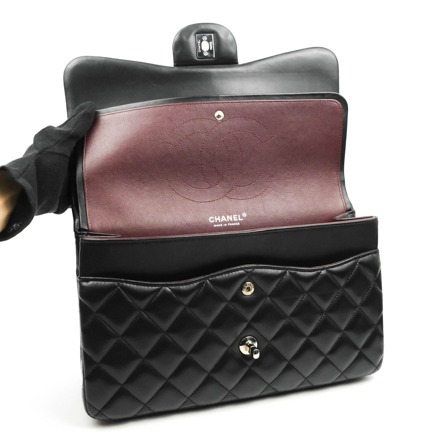 Chanel Jumbo Double Flap Black Lambskin Silver Hardware⁣⁣