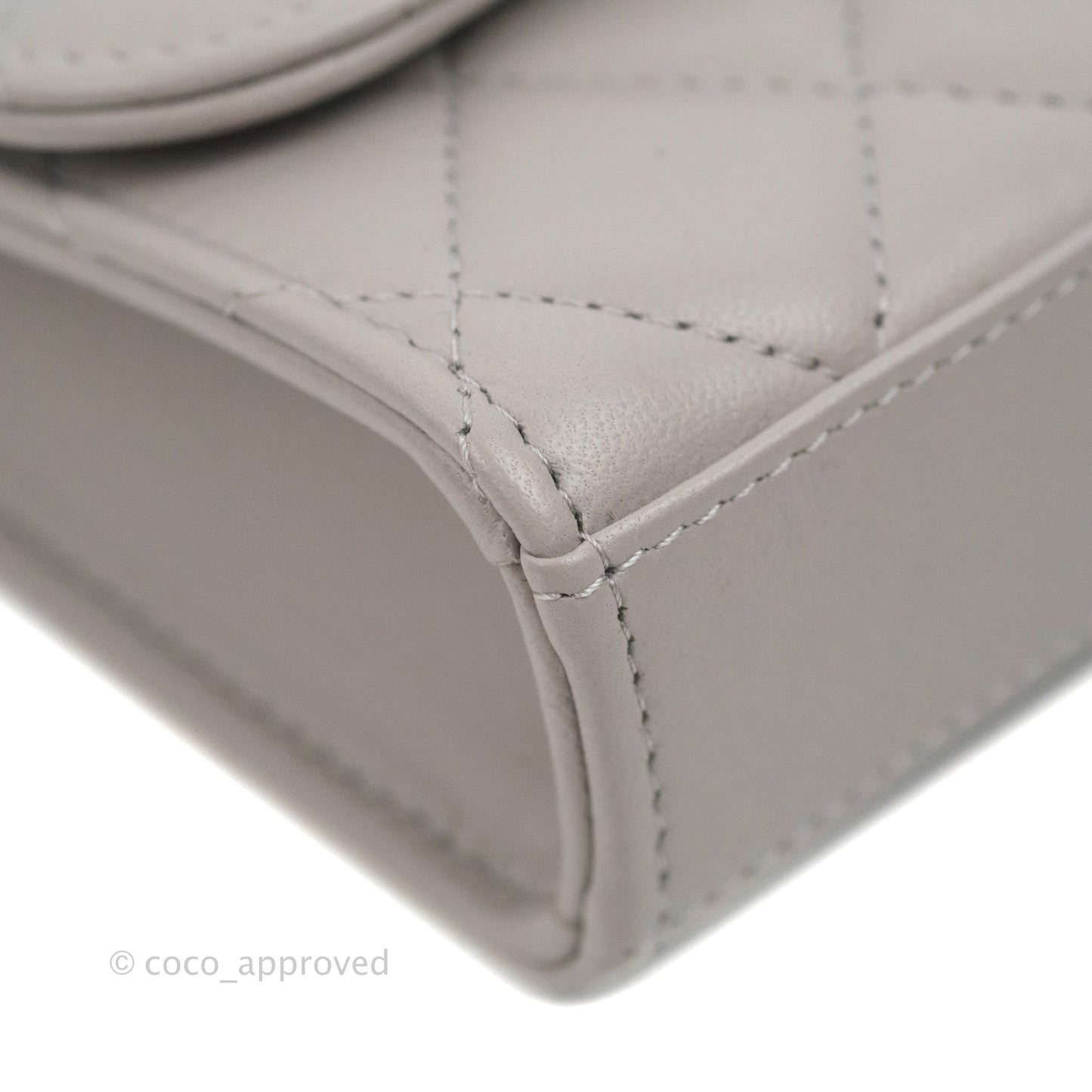 Chanel Mini Quilted Trendy CC Clutch With Chain Grey Lambskin Gold Hardware