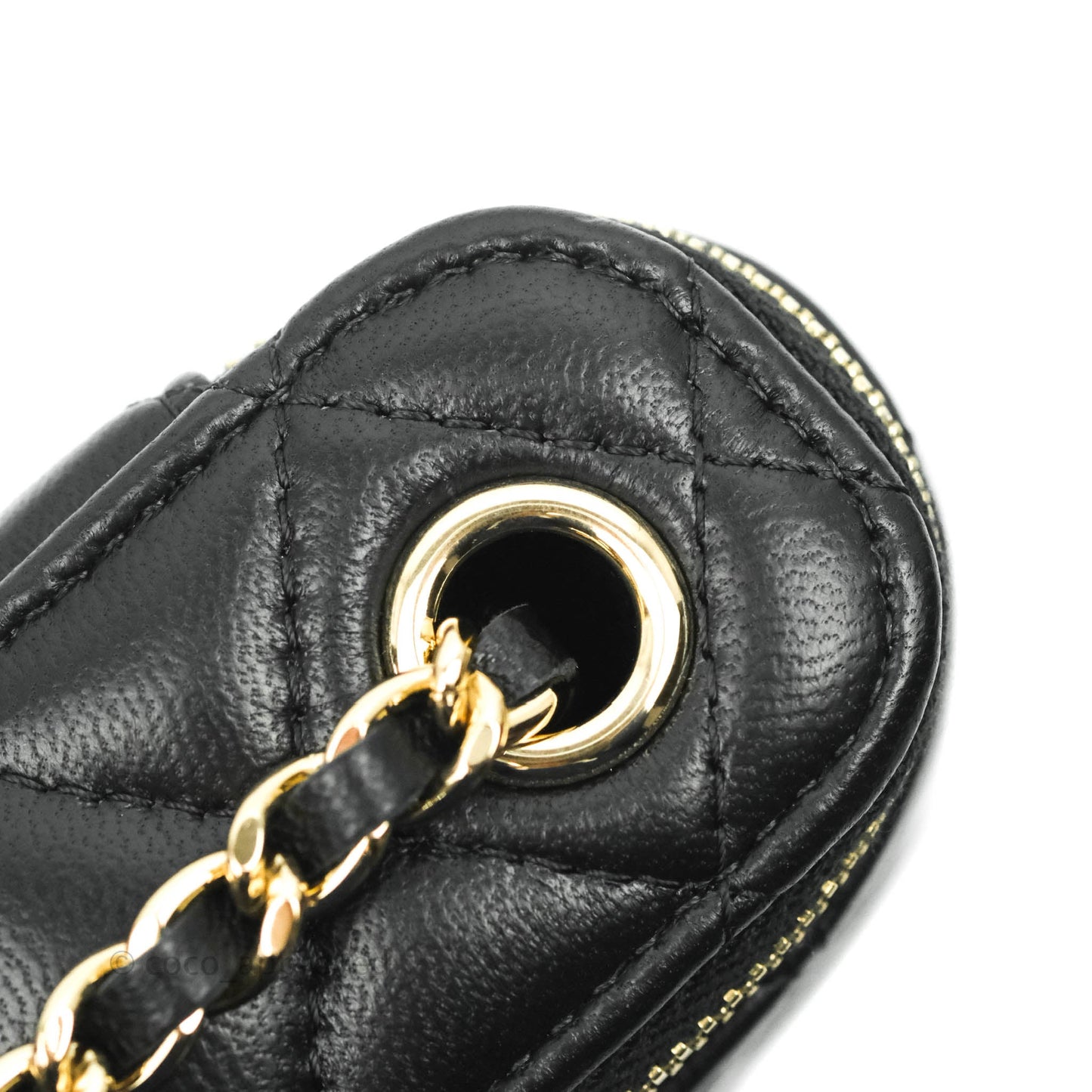 Chanel Classic Mini Vanity With Chain Black Lambskin Gold Hardware
