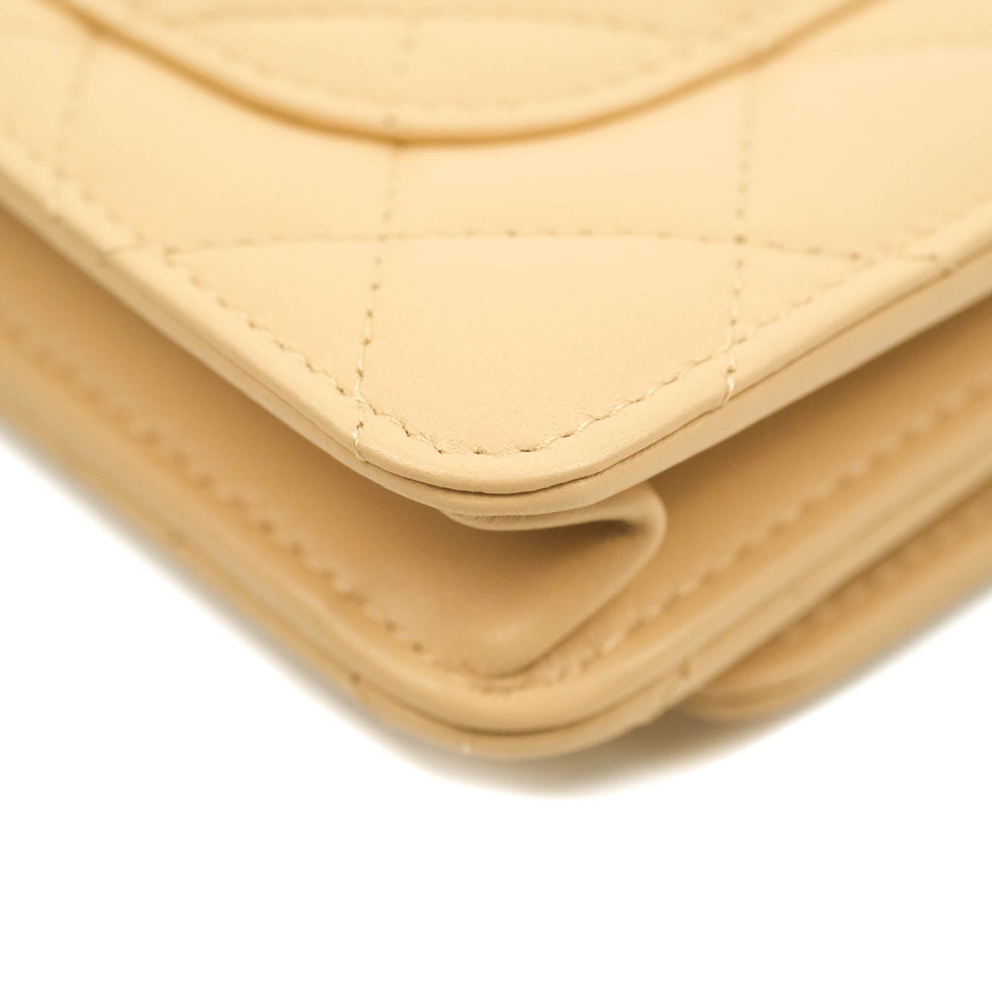 Chanel Quilted Pearl Crush Wallet on Chain WOC Beige Lambskin Aged Gold Hardware
