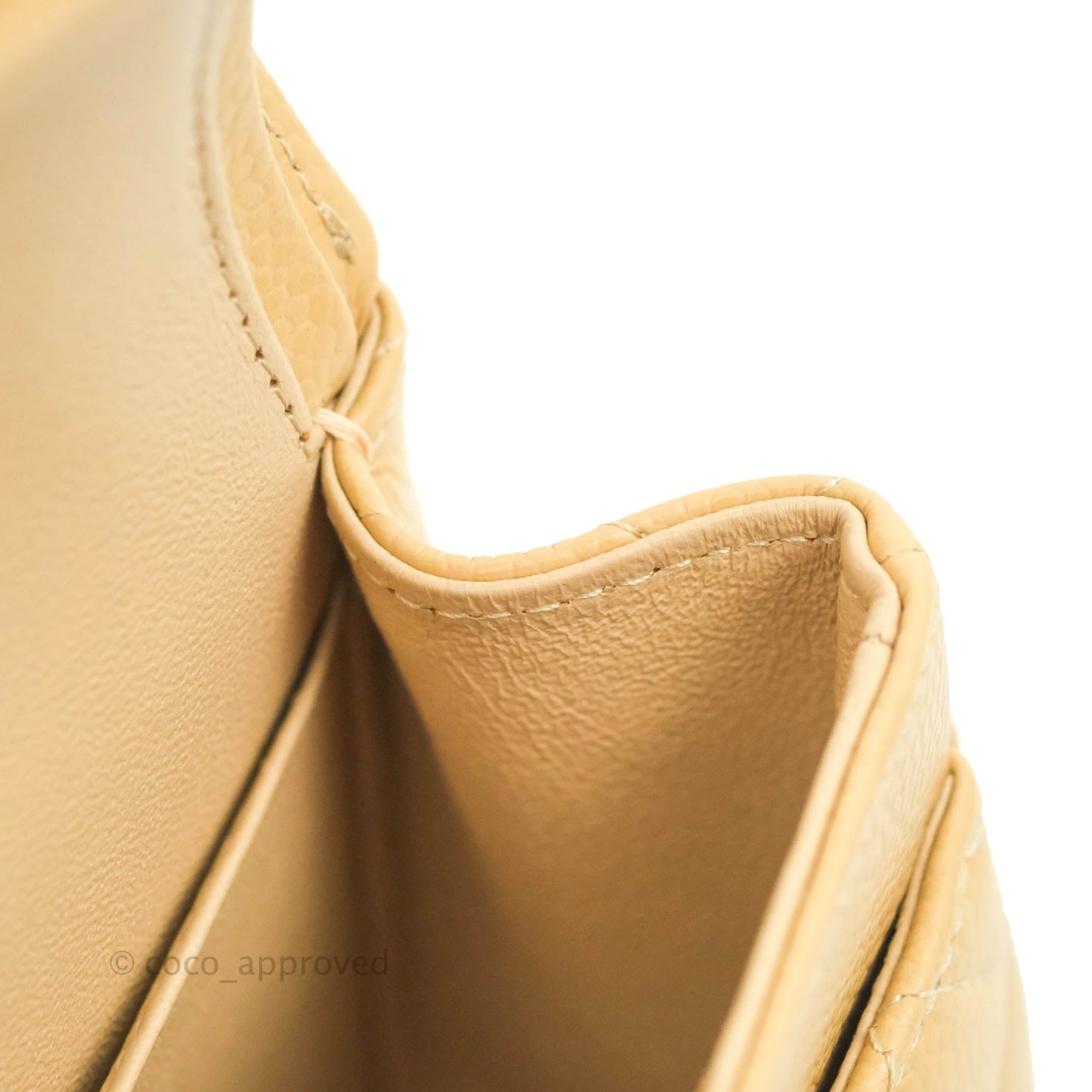 Chanel Small Classic Quilted Flap Beige Caviar Gold Hardware
