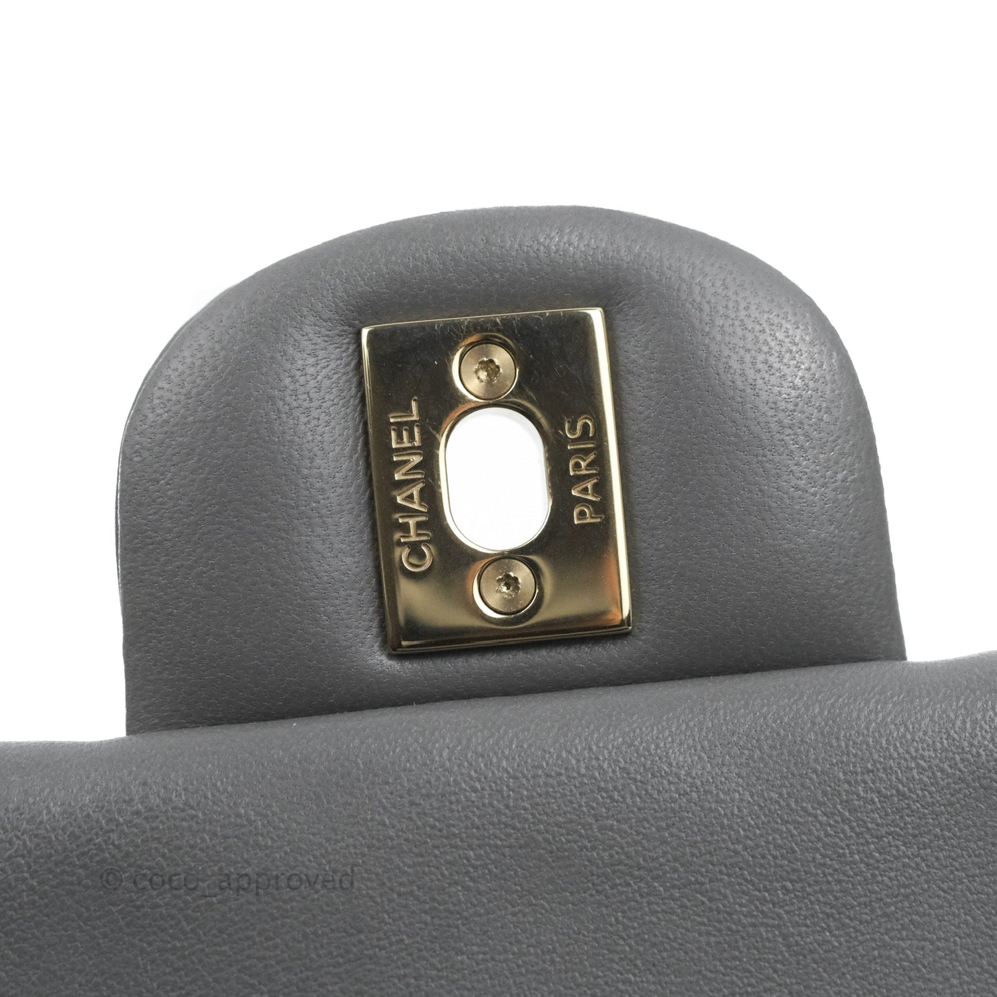 Chanel Quilted Mini Square Dark Grey Lambskin Gold Hardware