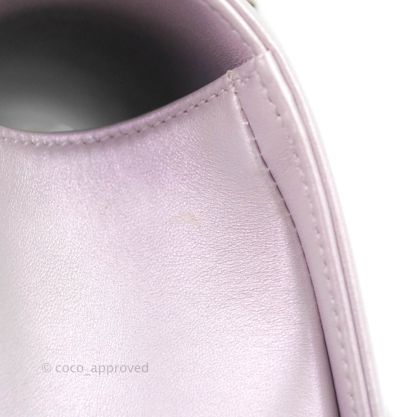 Chanel Medium Boy Chevron Iridescent Lilac Calfskin Silver Hardware