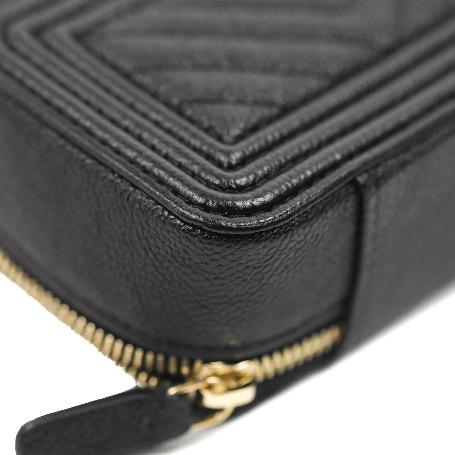 Chanel Mini Boy Clutch with Chain Black Caviar Gold Hardware