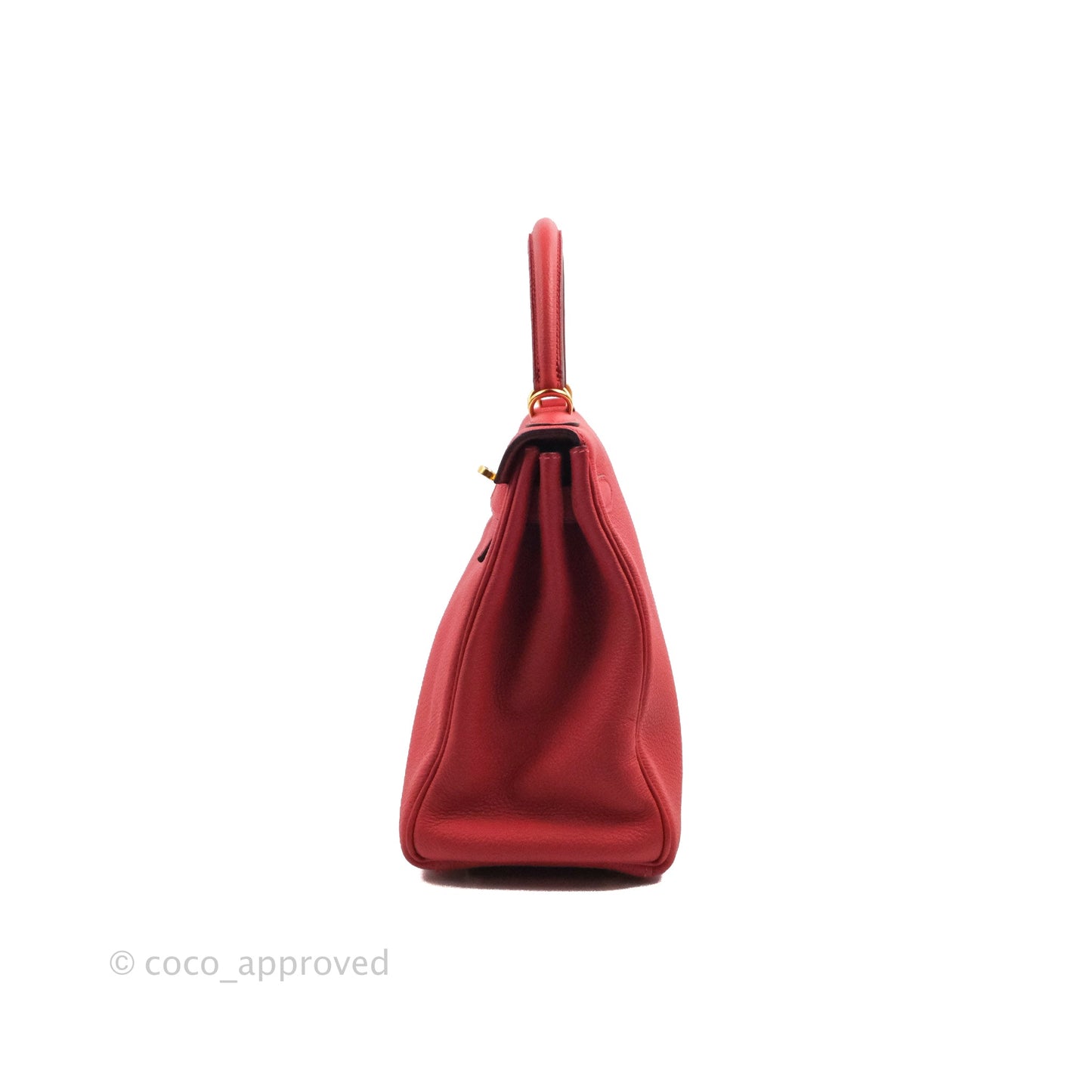 Hermès Retourne Taurillon Kelly 28 Rouge Pivoine Clemence Gold Hardware