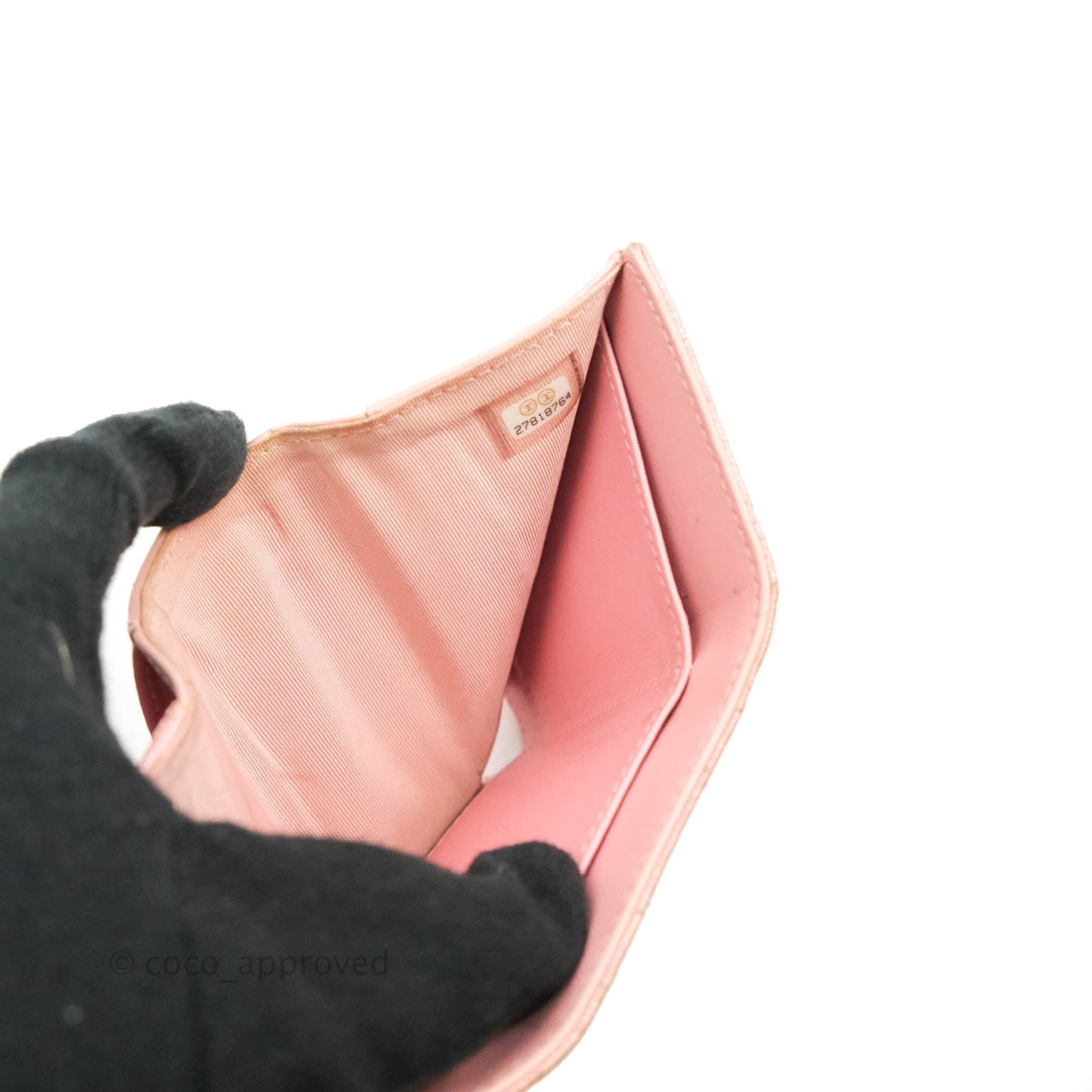 Chanel Quilted Small Classic Flap Trifold Wallet Iridescent Pink Caviar Gold Hardware