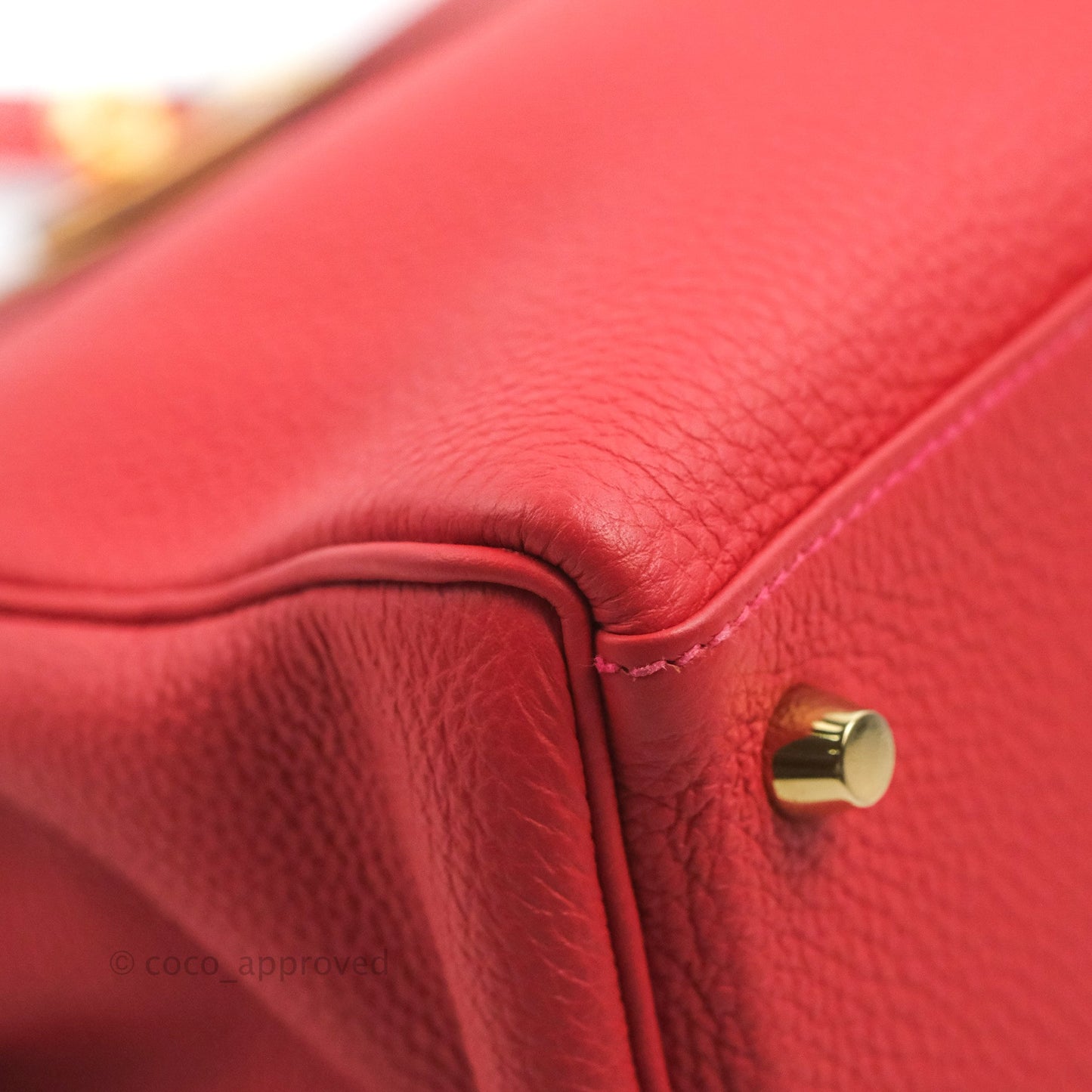Hermès Retourne Taurillon Kelly 28 Rouge Pivoine Clemence Gold Hardware
