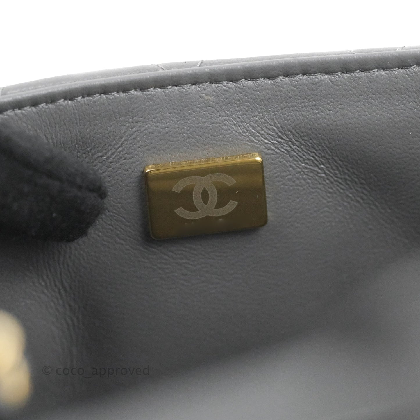 Chanel Quilted Mini Square Dark Grey Lambskin Gold Hardware