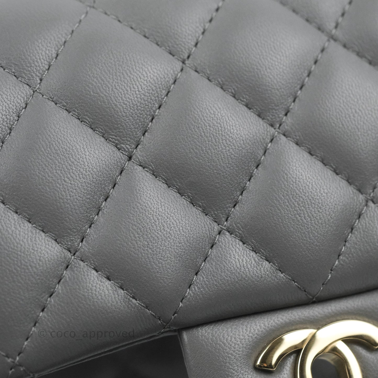 Chanel Quilted Mini Square Dark Grey Lambskin Gold Hardware