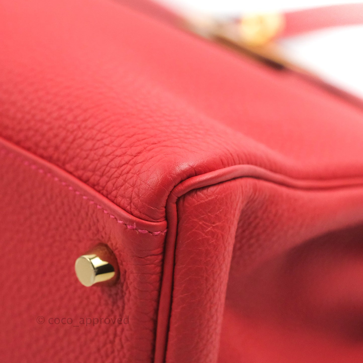 Hermès Retourne Taurillon Kelly 28 Rouge Pivoine Clemence Gold Hardware