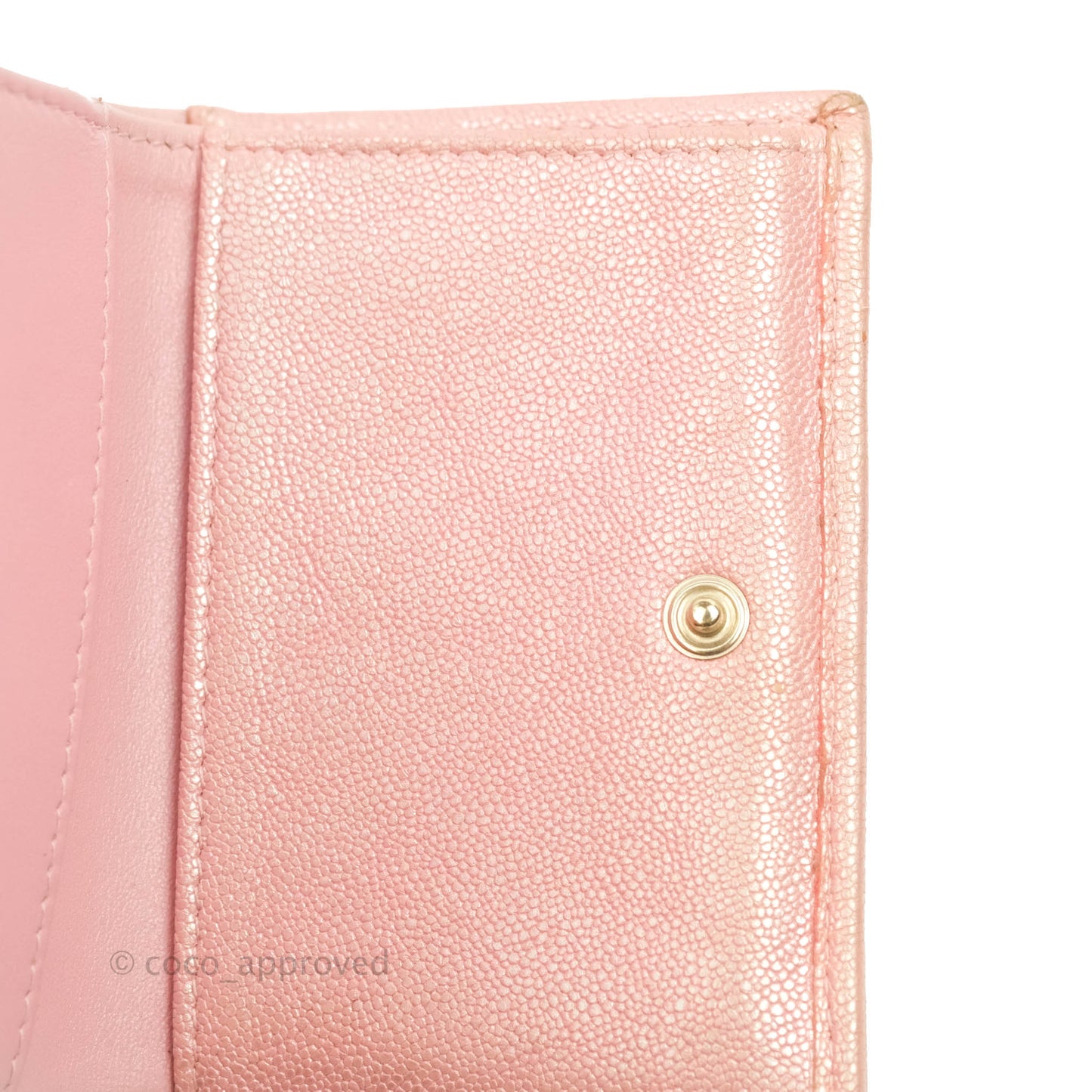 Chanel Quilted Small Classic Flap Trifold Wallet Iridescent Pink Caviar Gold Hardware