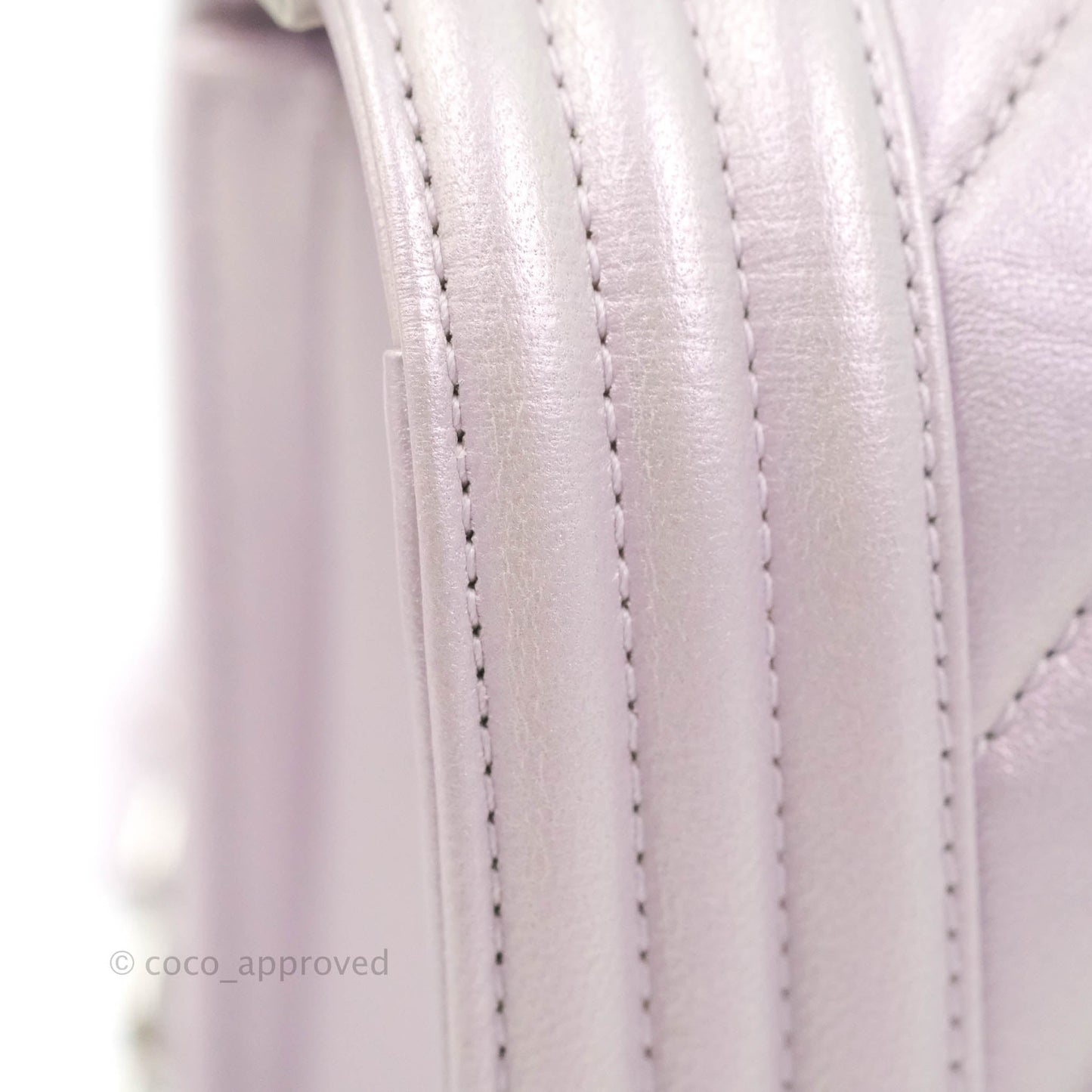 Chanel Medium Boy Chevron Iridescent Lilac Calfskin Silver Hardware