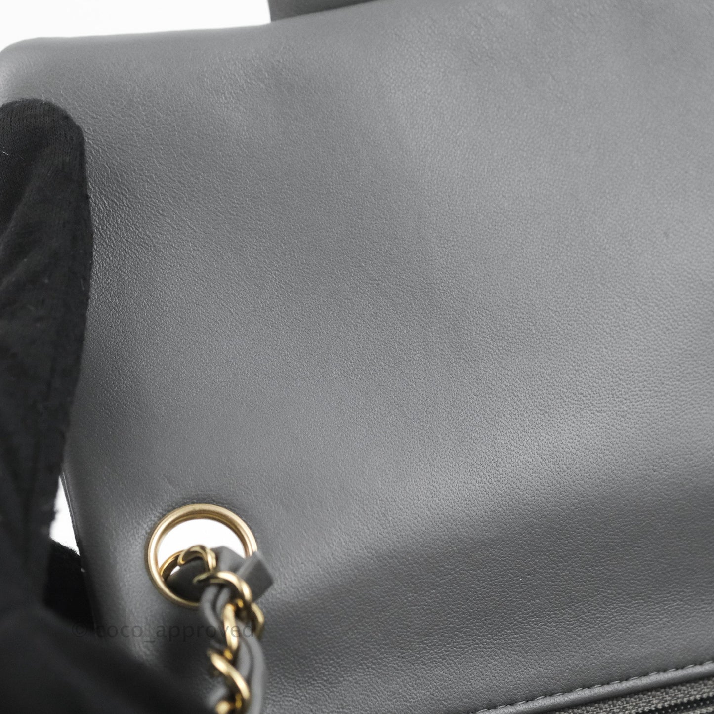 Chanel Quilted Mini Square Dark Grey Lambskin Gold Hardware