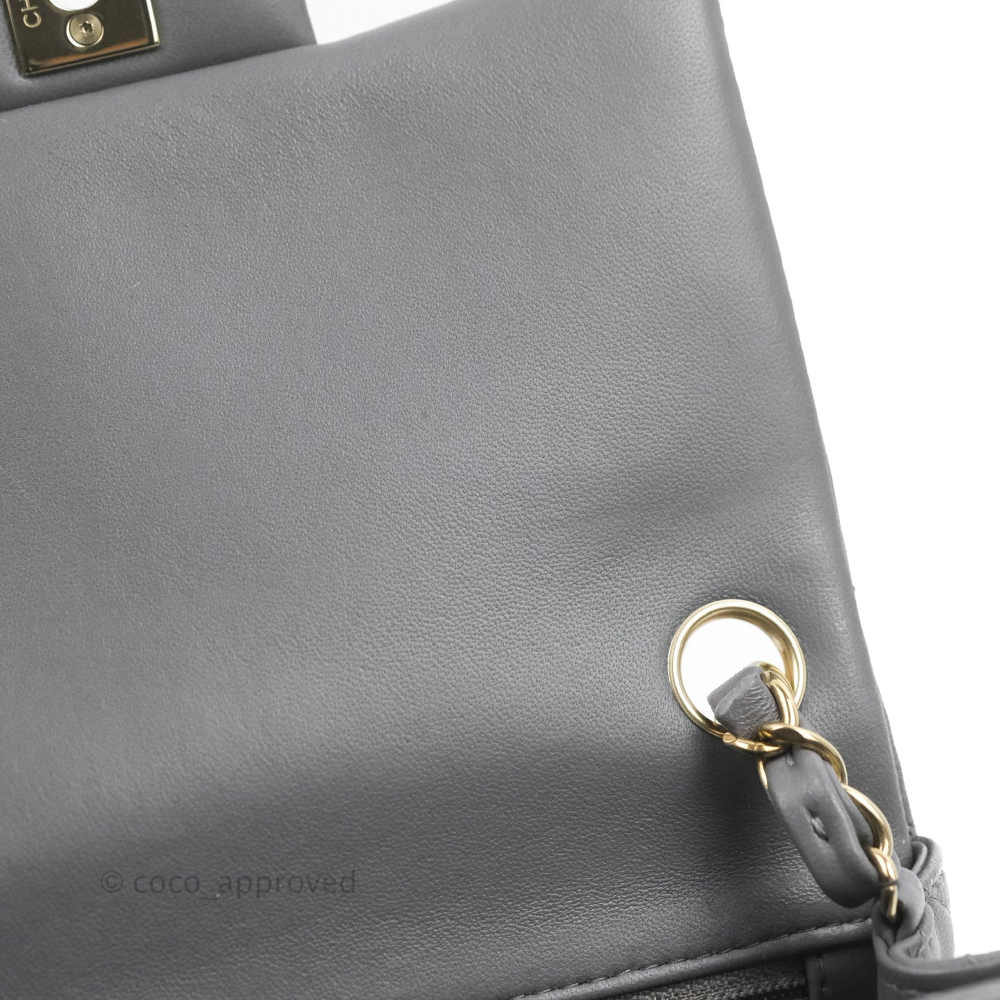 Chanel Quilted Mini Square Dark Grey Lambskin Gold Hardware