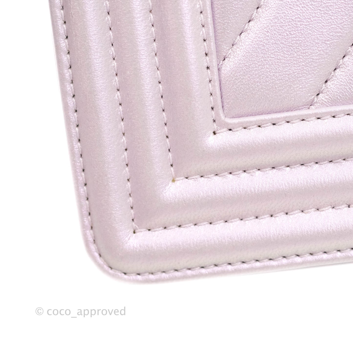Chanel Medium Boy Chevron Iridescent Lilac Calfskin Silver Hardware