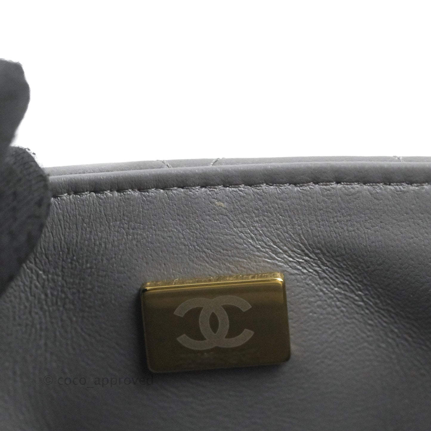 Chanel Quilted Mini Square Dark Grey Lambskin Gold Hardware