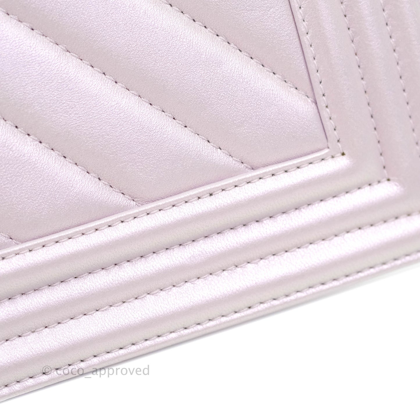 Chanel Medium Boy Chevron Iridescent Lilac Calfskin Silver Hardware