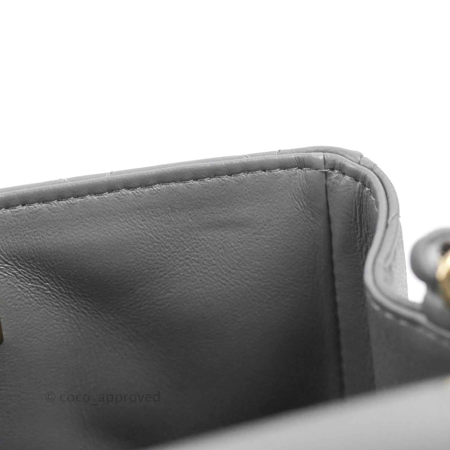Chanel Quilted Mini Square Dark Grey Lambskin Gold Hardware