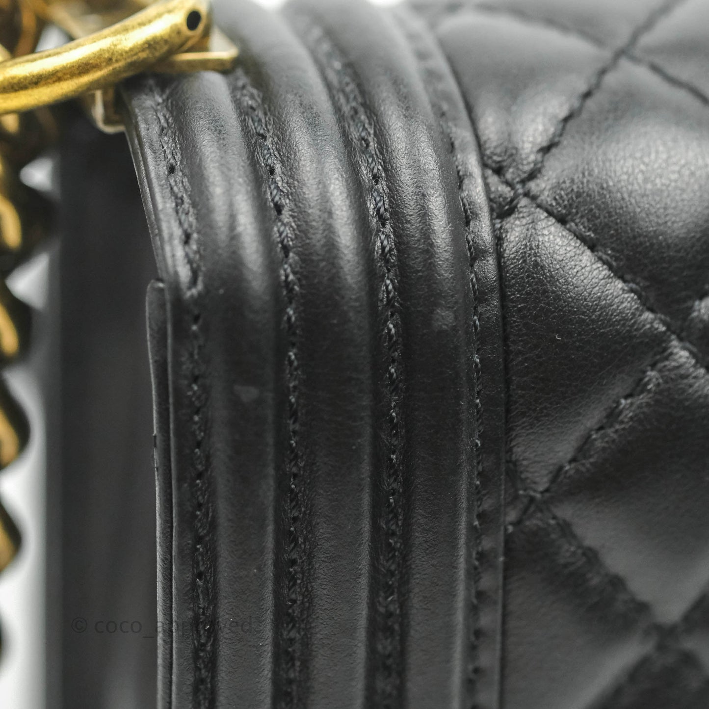 Chanel Small Boy Black Calfskin Aged Gold Hardware