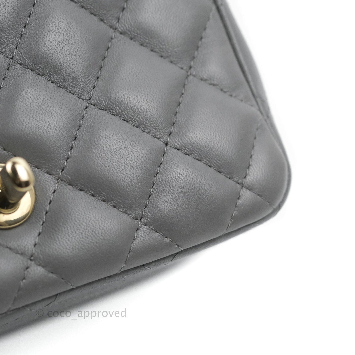 Chanel Quilted Mini Square Dark Grey Lambskin Gold Hardware