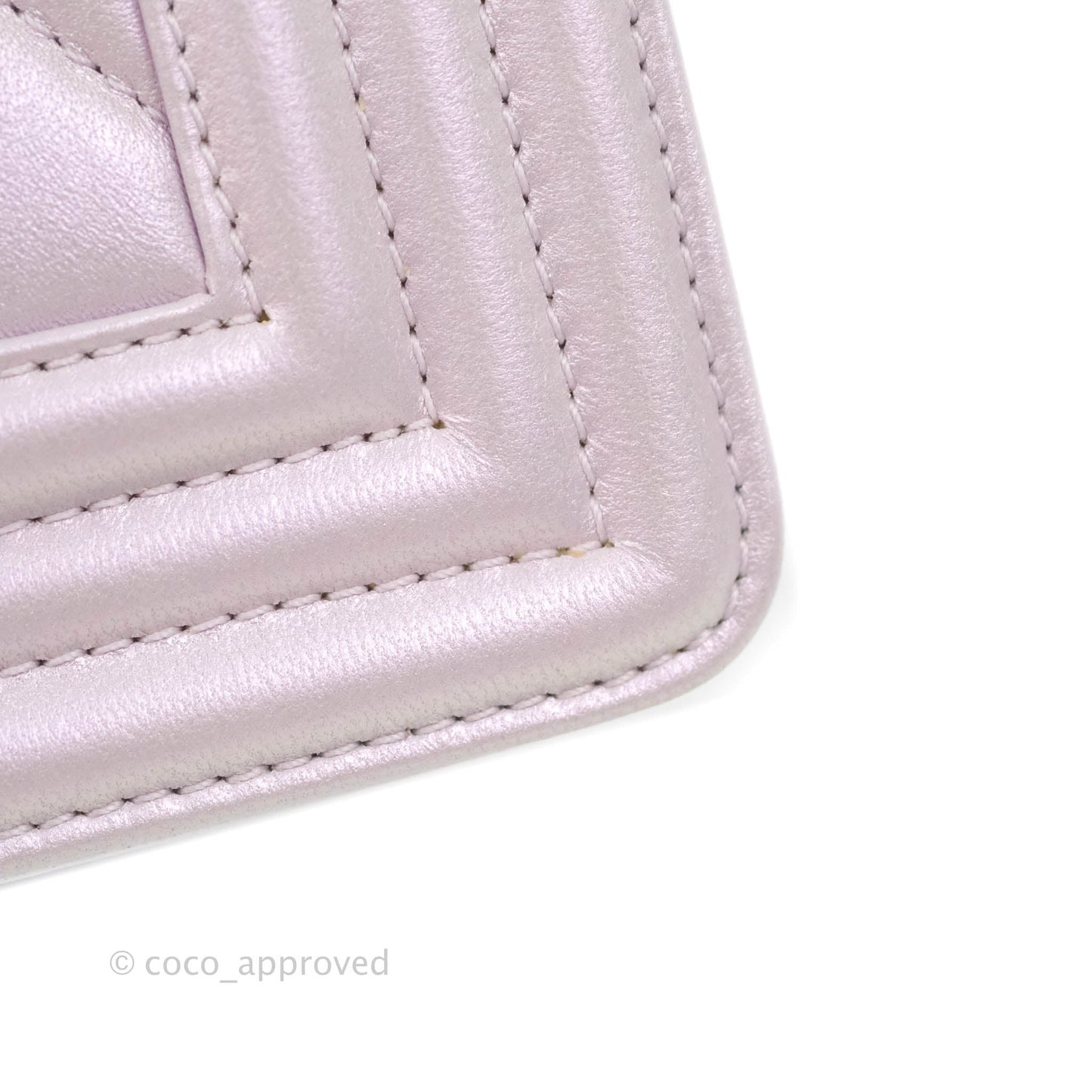 Chanel Medium Boy Chevron Iridescent Lilac Calfskin Silver Hardware