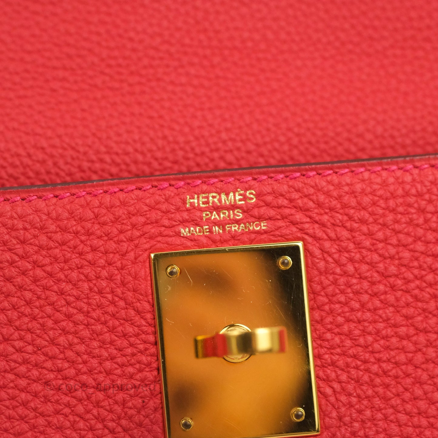 Hermès Retourne Taurillon Kelly 28 Rouge Pivoine Clemence Gold Hardware