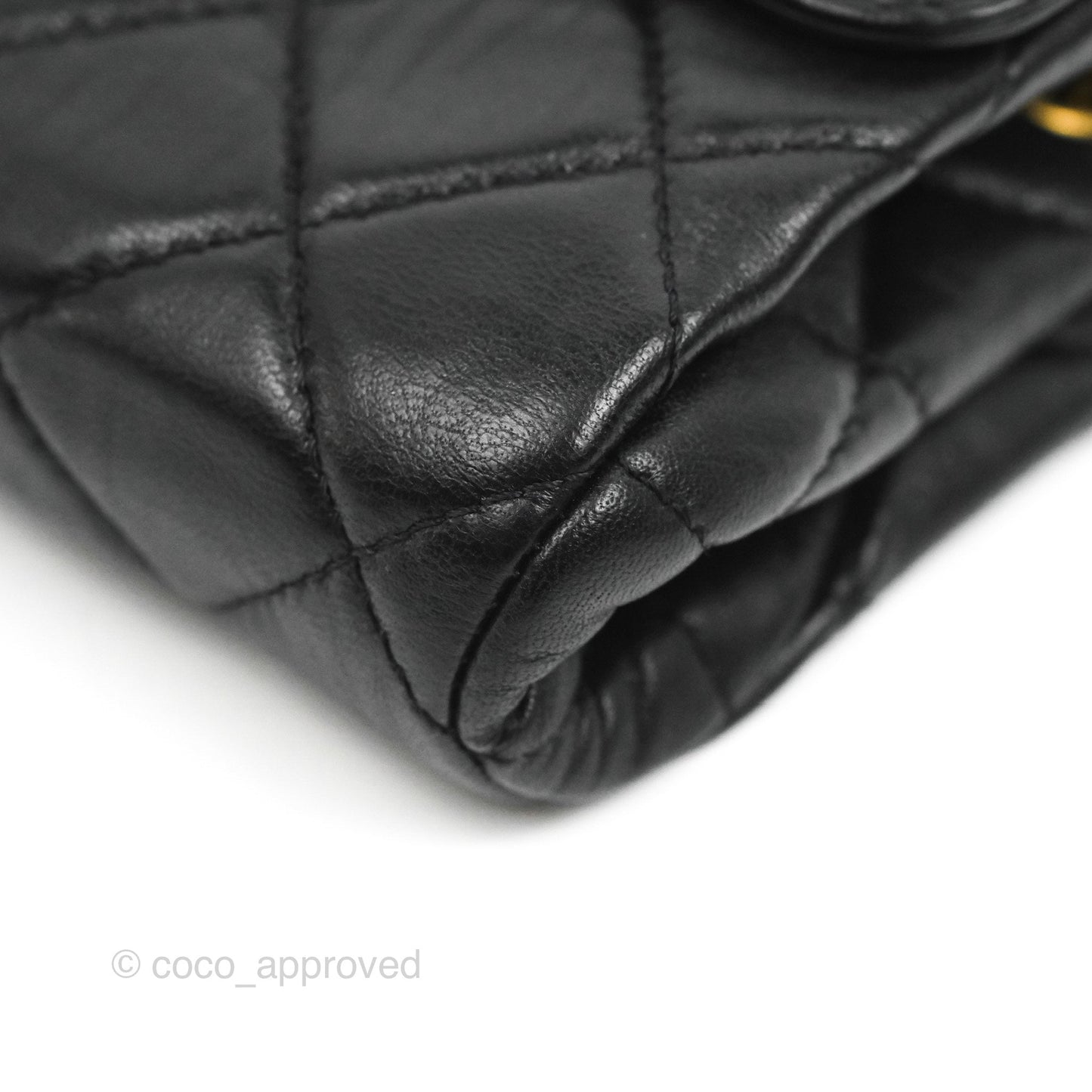 Chanel Flap Bag Black Lambskin Aged Gold Hardware