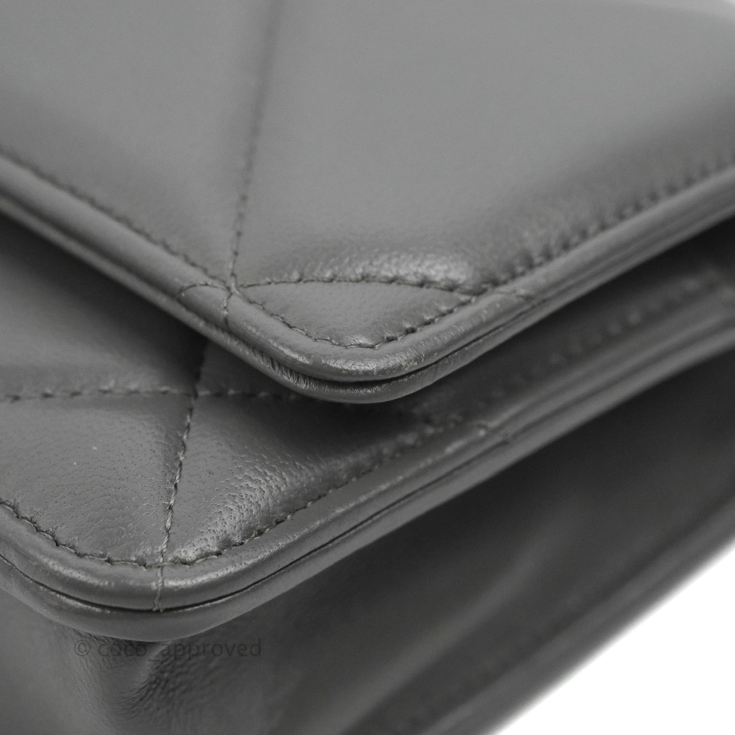 Chanel 19 Wallet on Chain WOC Dark Grey Lambskin Mixed Hardware