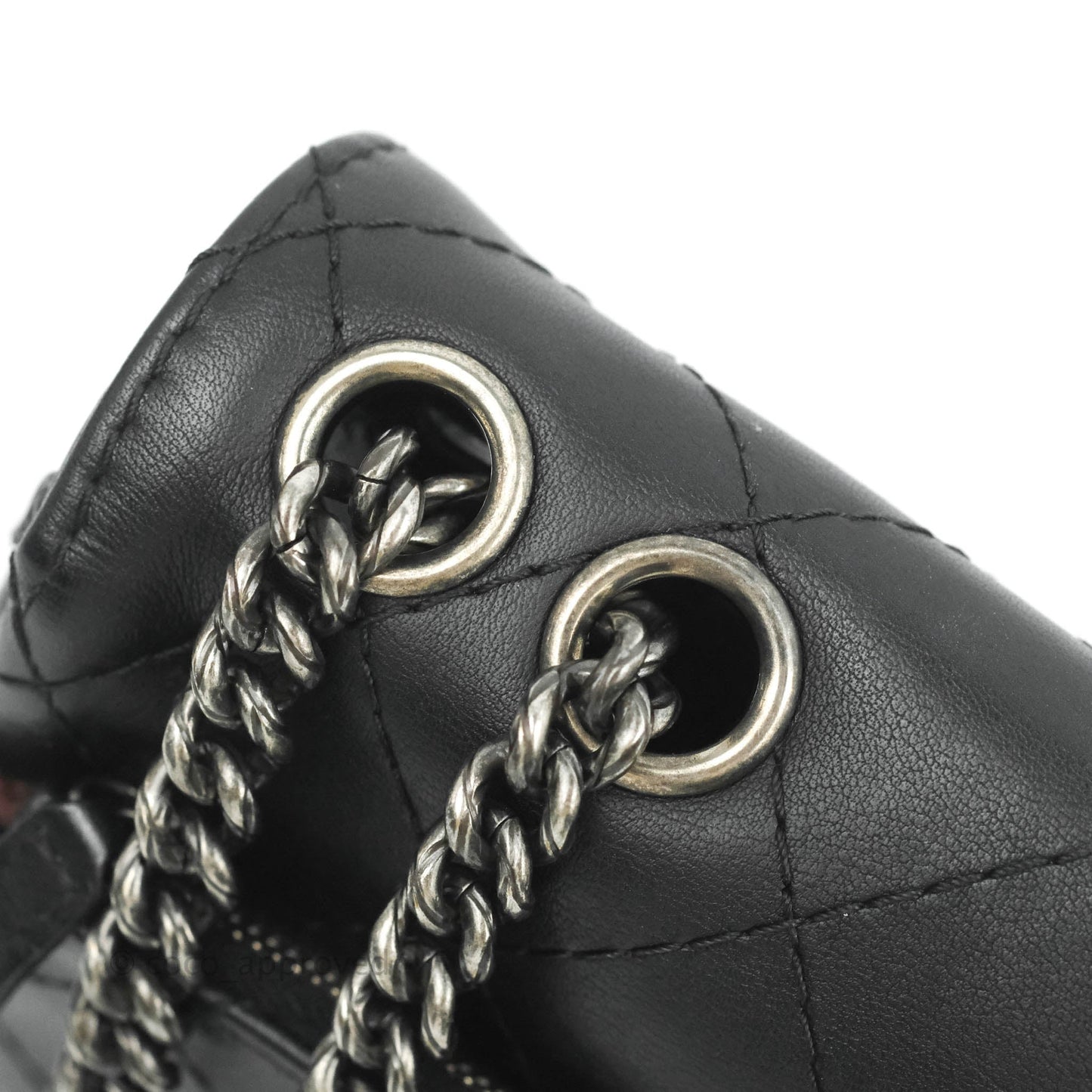 Chanel Flat Quilted Small Messenger Bag Black Calfskin Ruthenium Hardware