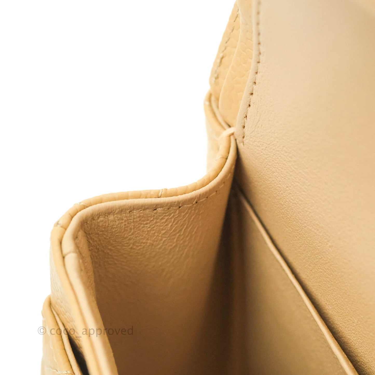 Chanel Small Classic Quilted Flap Beige Caviar Gold Hardware
